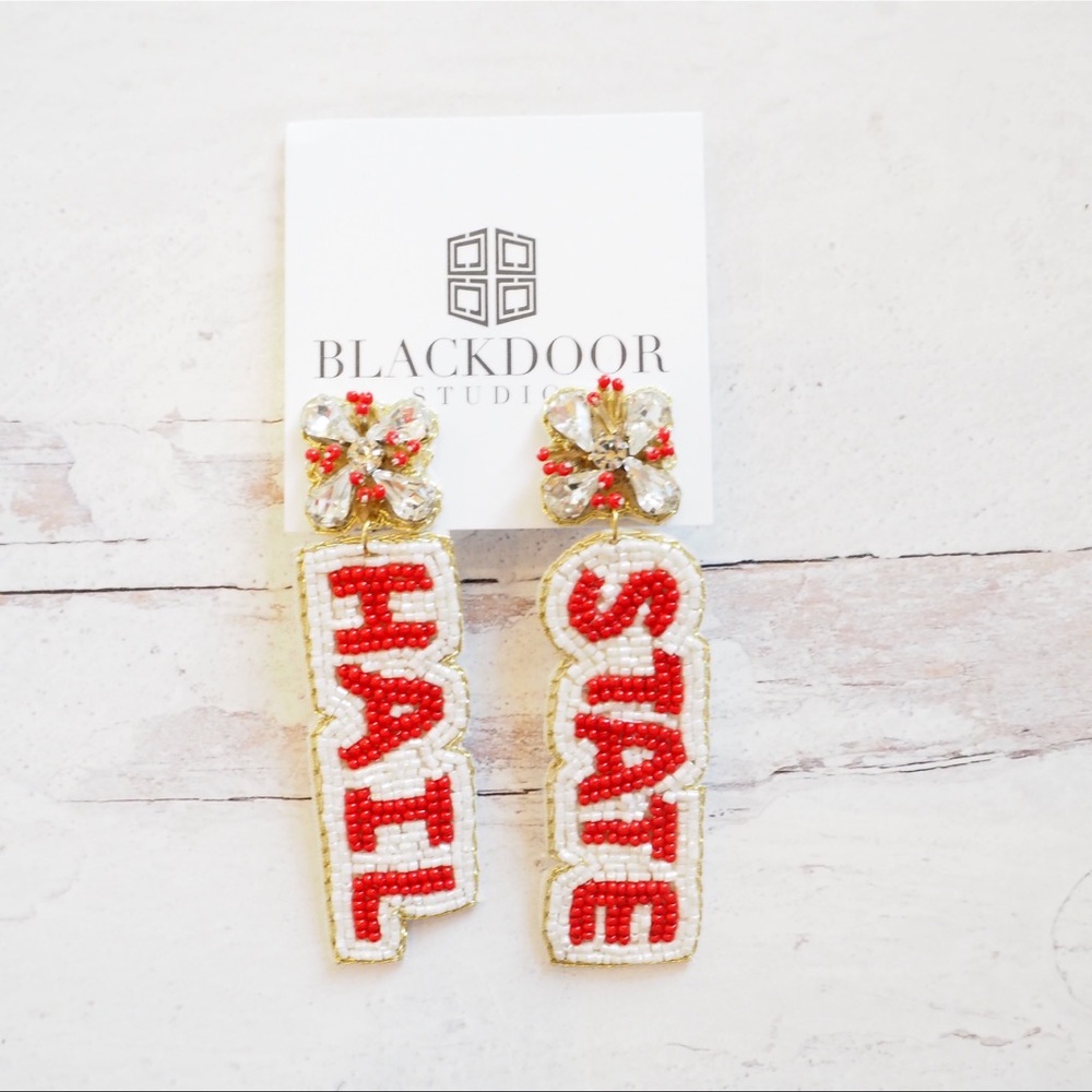 Beaded Hail State Mississippi State Collegiate Game Day earrings
